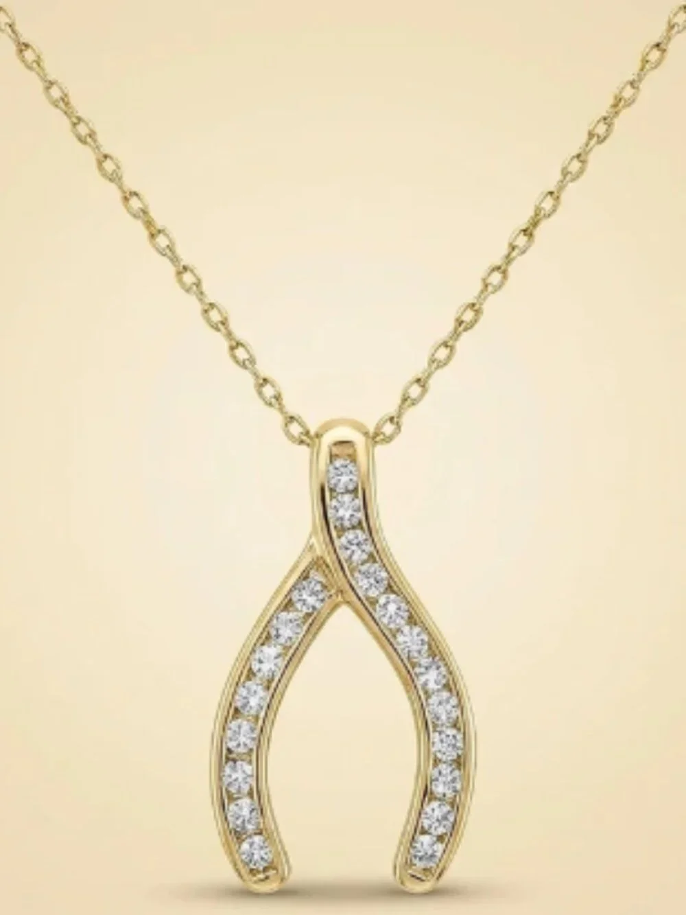 14K Yellow Gold Diamond Horseshoe Pendant Necklace